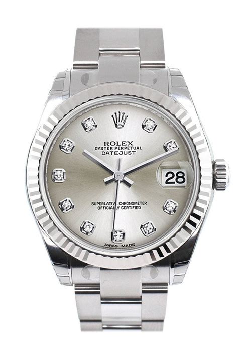 used rolex 178274|rolex datejust silver diamond bezel.